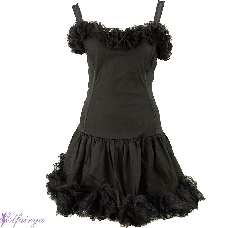Kurzes Kleid mit Tüll im Gothic-Lolita Style